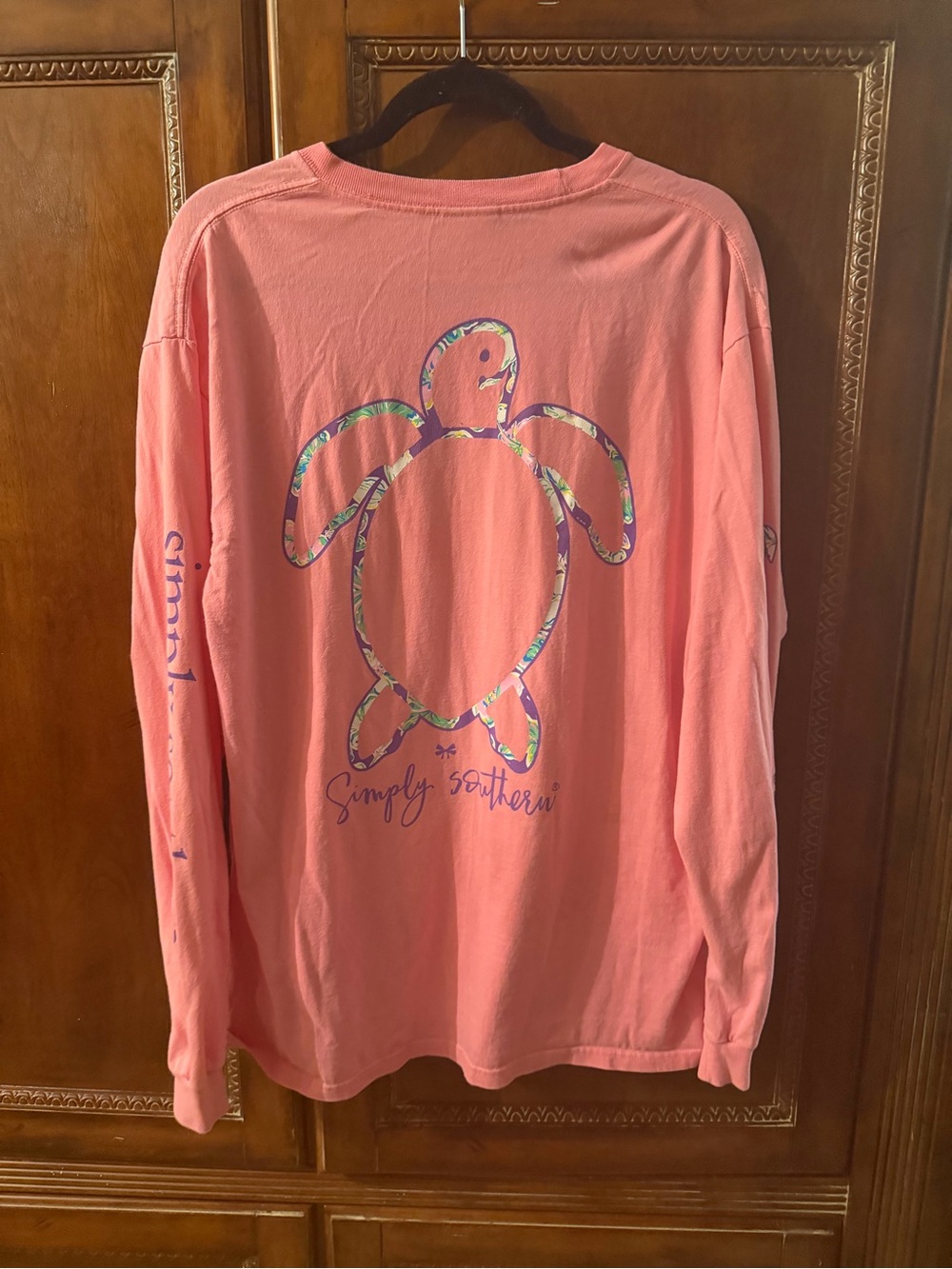 Simply Southern Pink Long Sleeve Tee with Small Turtle Logo - Picture 5 of 5